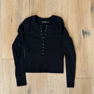 Abercrombie & Fitch Black Long Sleeve Button Down Shirt